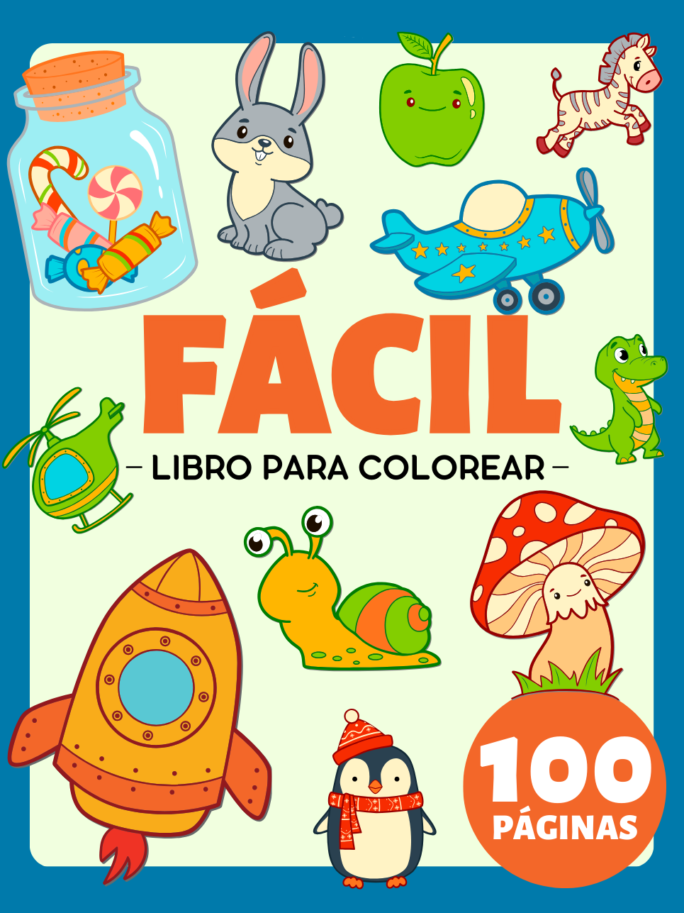 Libro de colorear fácil y sencillo para adultos (personas mayores y principiantes), niños pequeños y kindergarten
