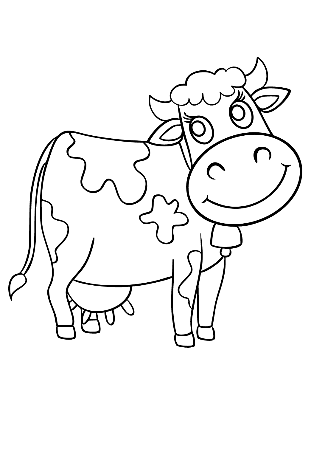 Free Printable Cow Smile Coloring Page for Adults and Kids - Lystok.com