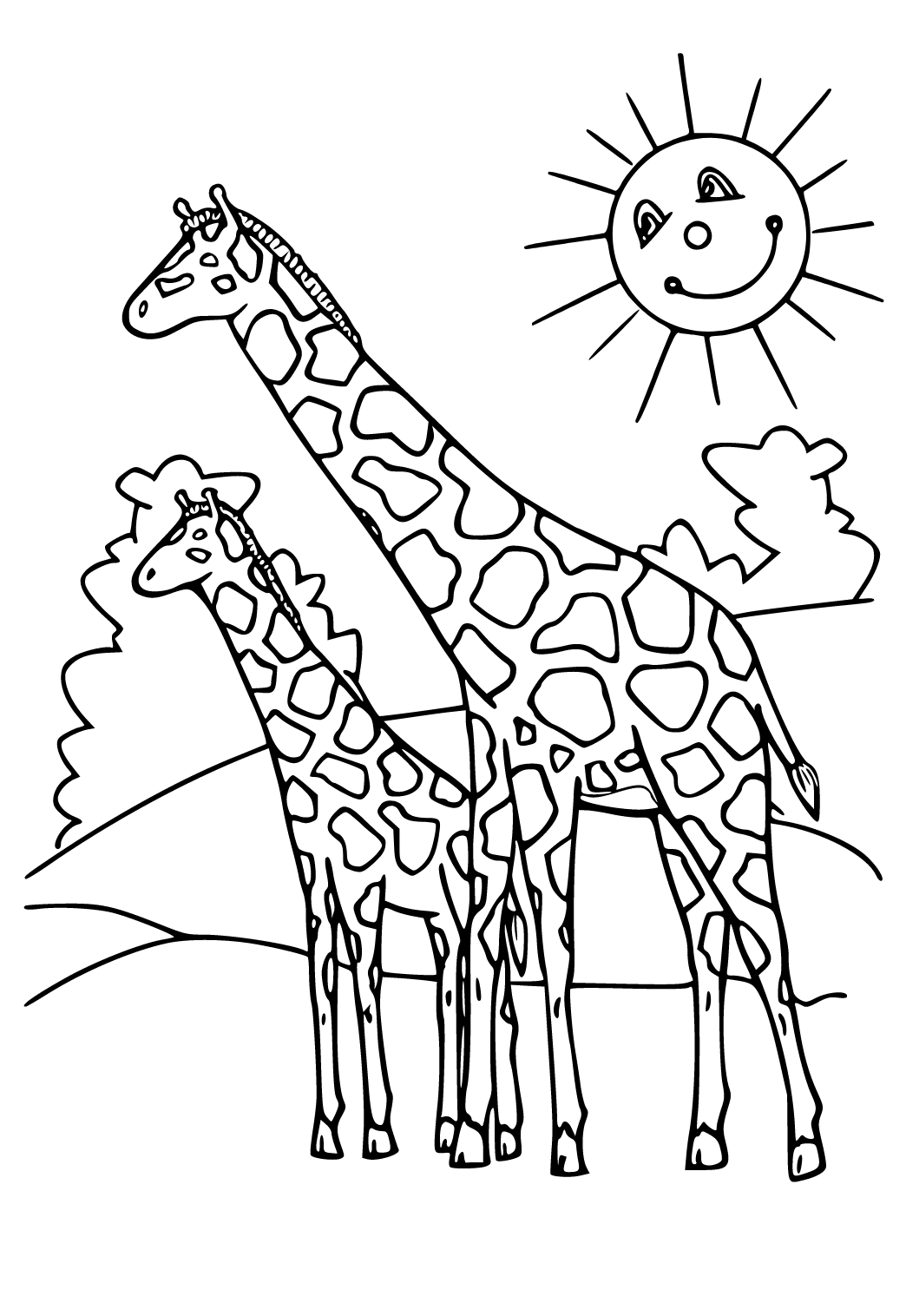 Жираф раскраска для малышей - 60 фото