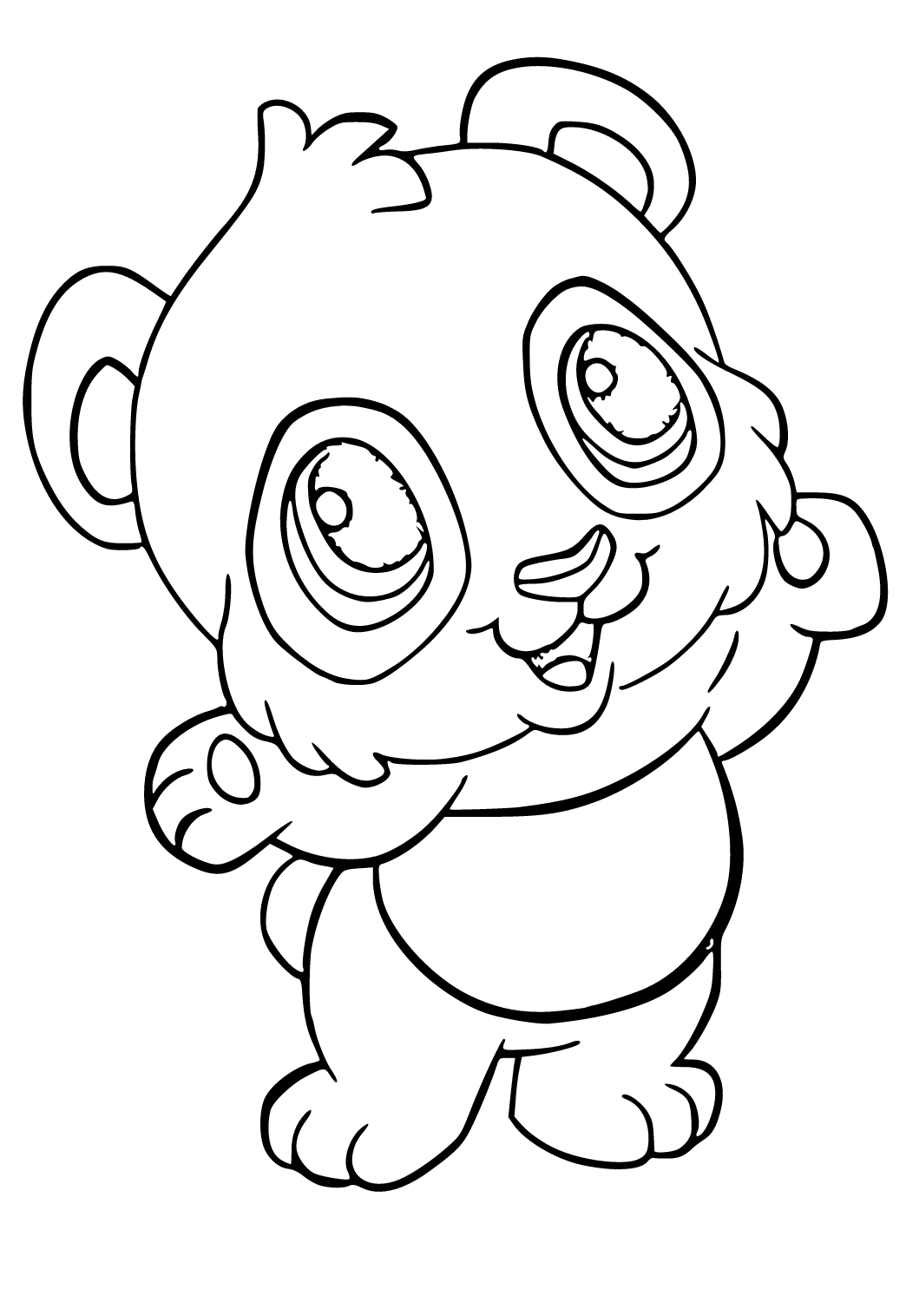 Desenho de Kawaii panda com coração para colorir
