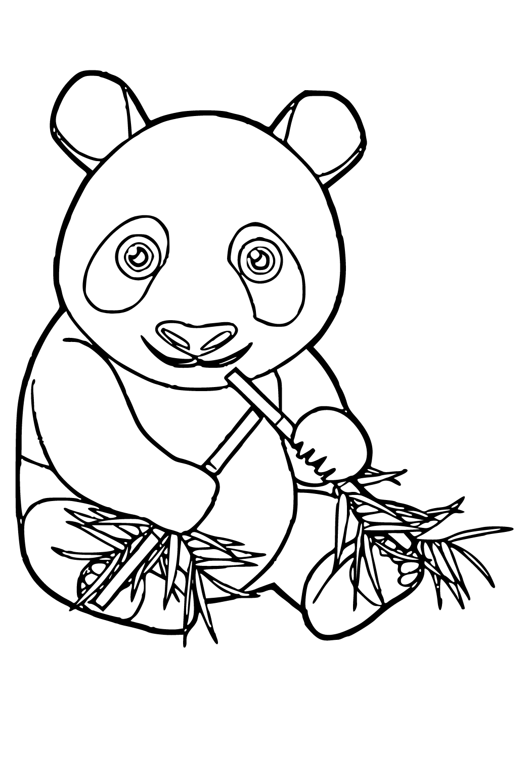 Panda fofo, alegre, legal, fácil de colorir, desenho infantil