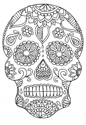 owl sugar skull coloring page