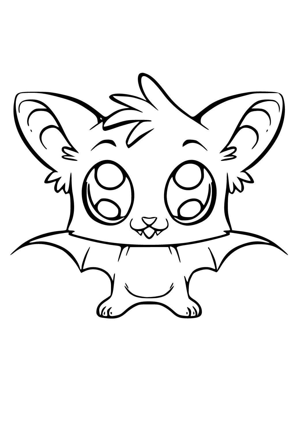 Free Printable Bat Cute Coloring Page for Adults and Kids - Lystok.com