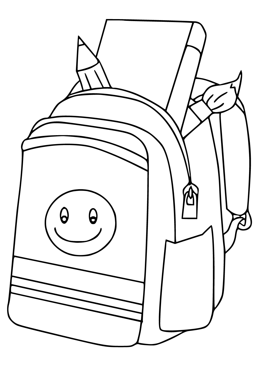 Backpack with school supplies coloring book Vector Image