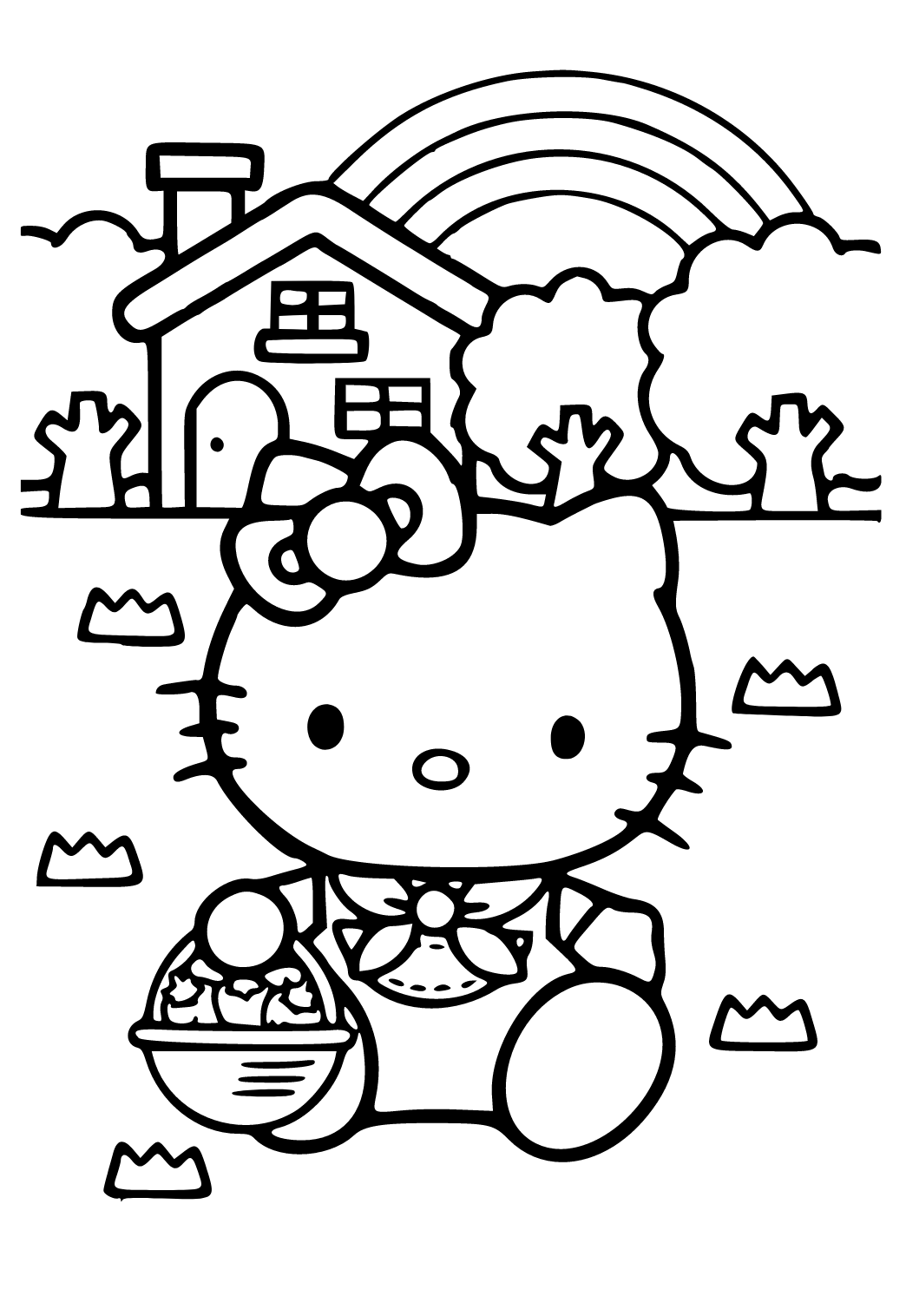 Ilmaisia Tulostettavia Hello Kitty Sateenkaari Värityskuvia Aikuisille ja  Lapsille 