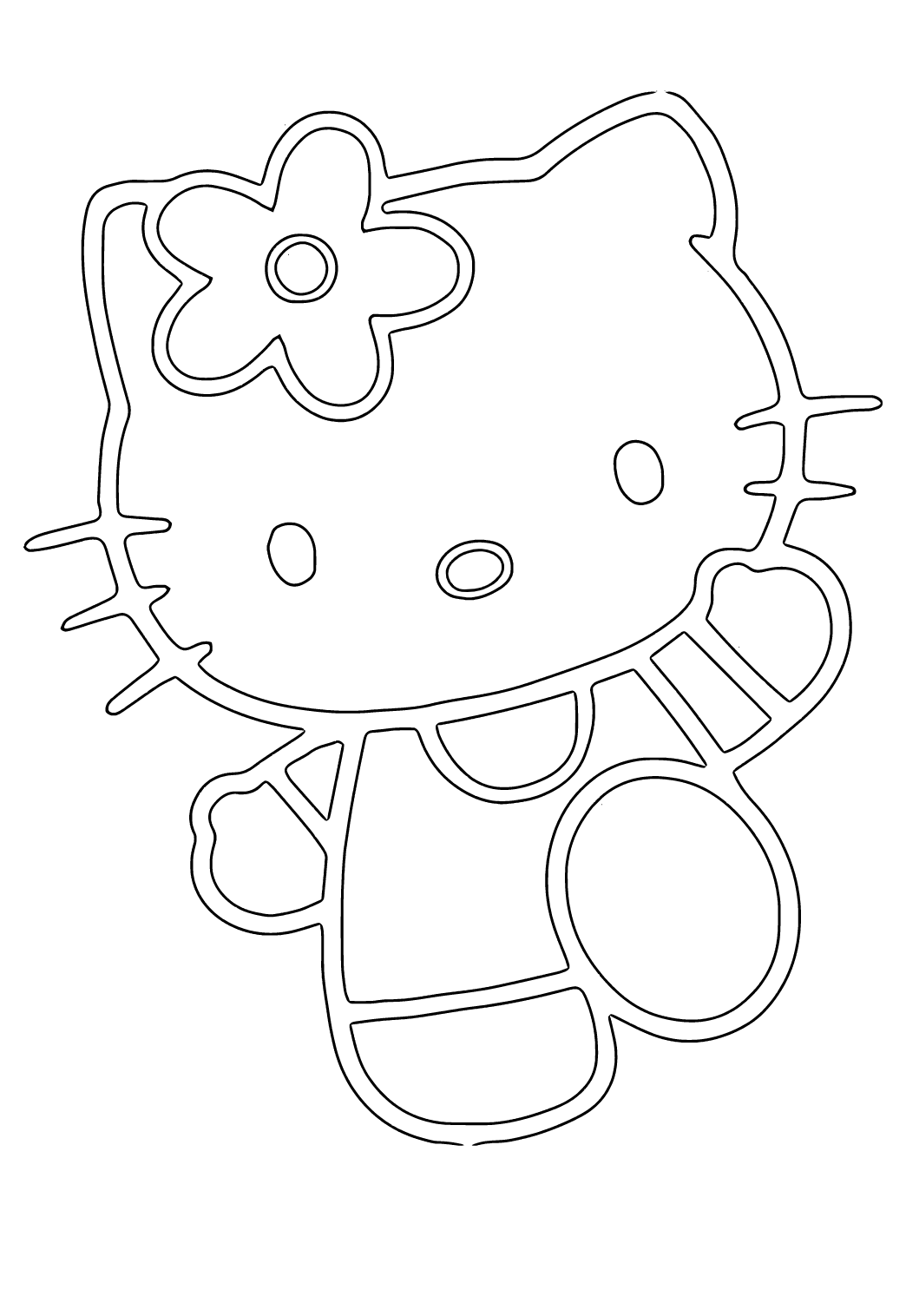 Free Printable Hello Kitty Easy Coloring Page for Adults and Kids 