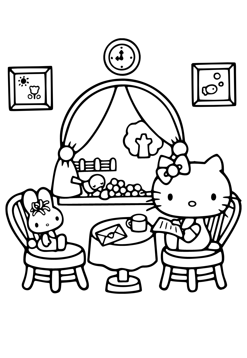 Free Printable Hello Kitty Dolphin Coloring Page for Adults and Kids 