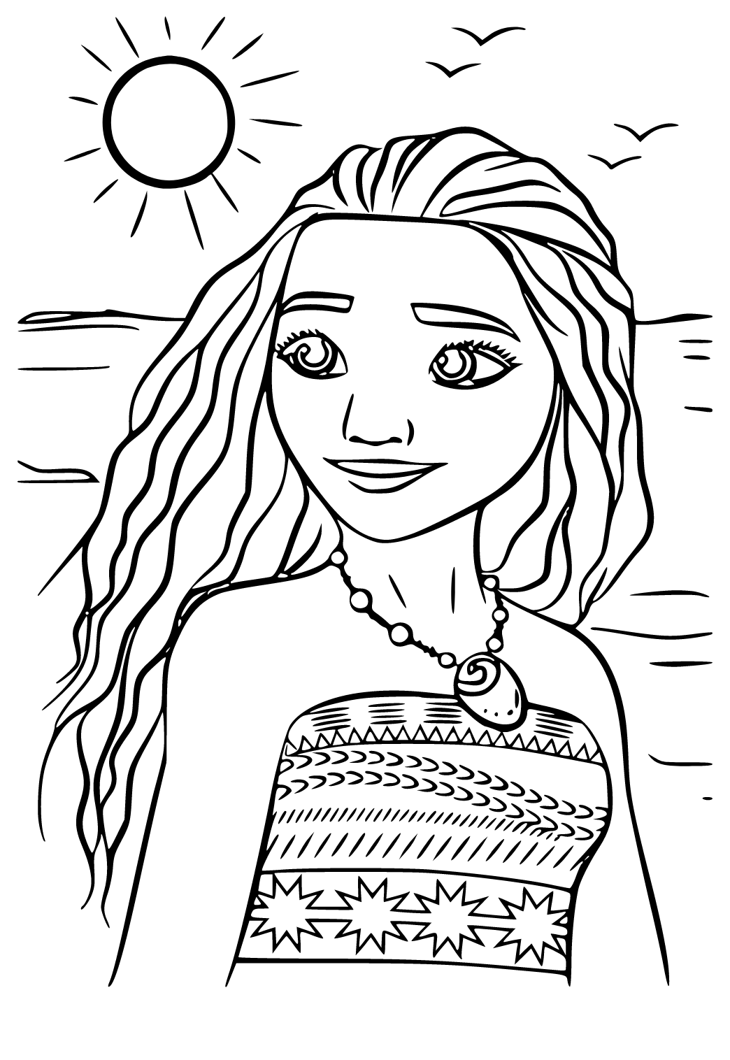 Free Printable Moana Sun Coloring Page for Adults and Kids - Lystok.com