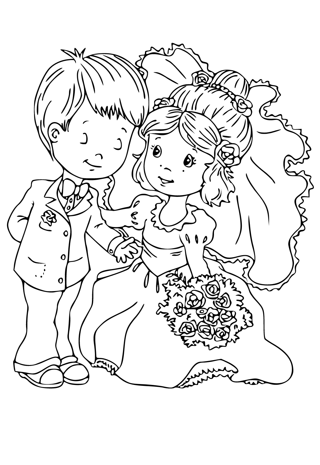 Desenho De Página Para Colorir Bolo Casamento Crianças Cor