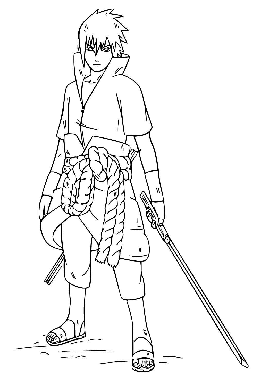 Sasuke Com Espada A4 para colorir