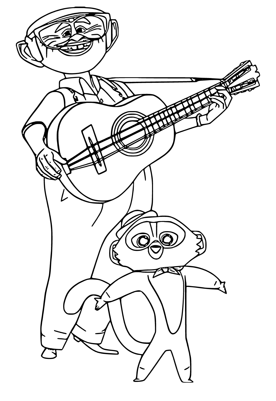 Desenho de Gato guitarrista para Colorir - Colorir.com