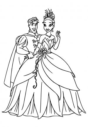 princess tiana and prince naveen coloring pages