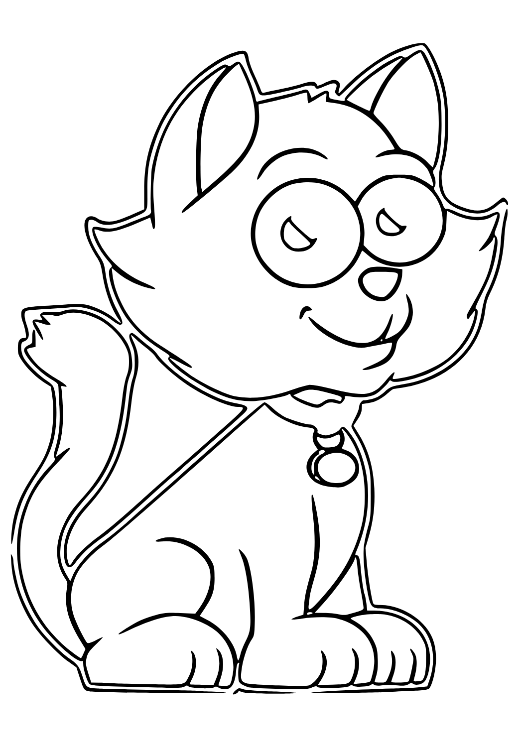 Free Printable Cartoon Cat Smile Coloring Page for Adults and Kids