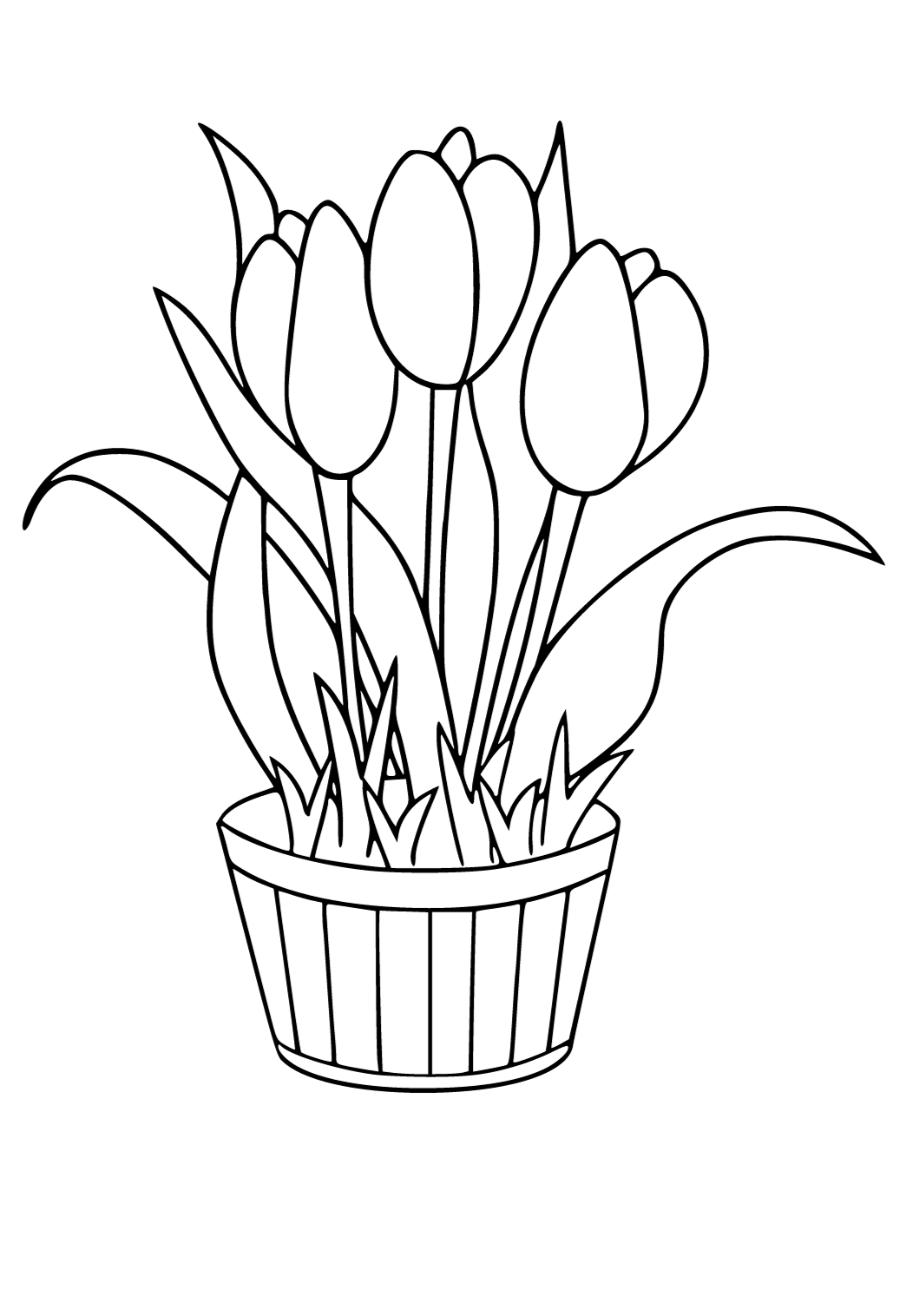 Gambar Mewarna, Helaian dan Halaman Bunga Tulip Periuk Boleh Cetak ...