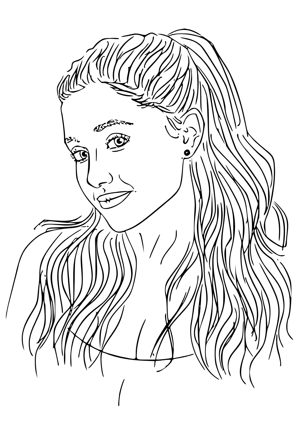 Free Printable Ariana Grande Hairstyle Coloring Page for Adults and ...