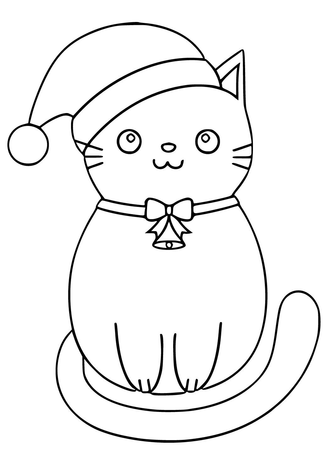 Páginas para colorir de gatos de Natal, folhas fáceis e