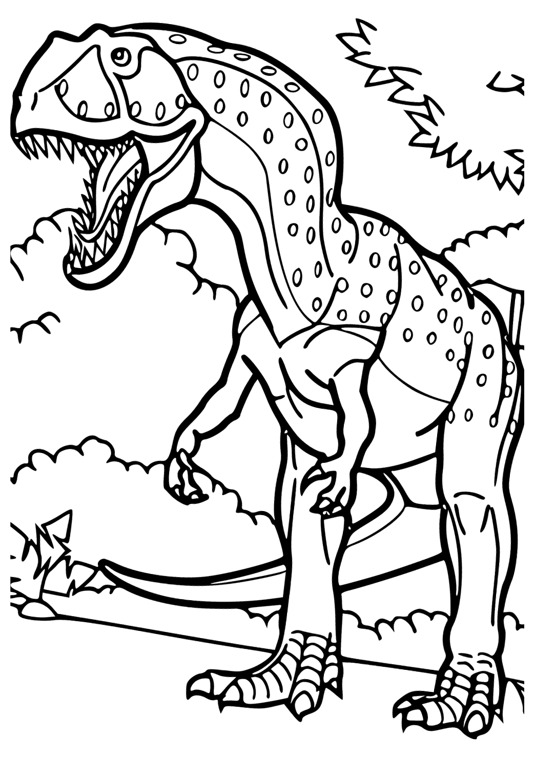 Free Printable Giganotosaurus Forest Coloring Page for Adults and Kids ...