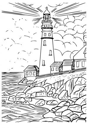 Free Printable Lighthouse Coloring Pages for Adults and Kids - Lystok.com
