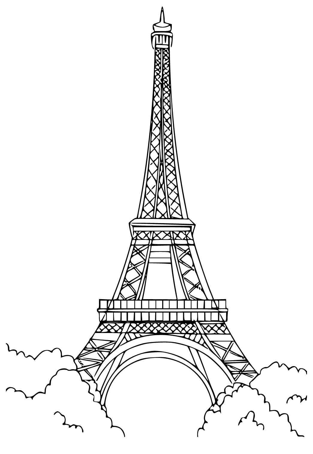 Free Printable Paris Tower Coloring Page for Adults and Kids - Lystok.com
