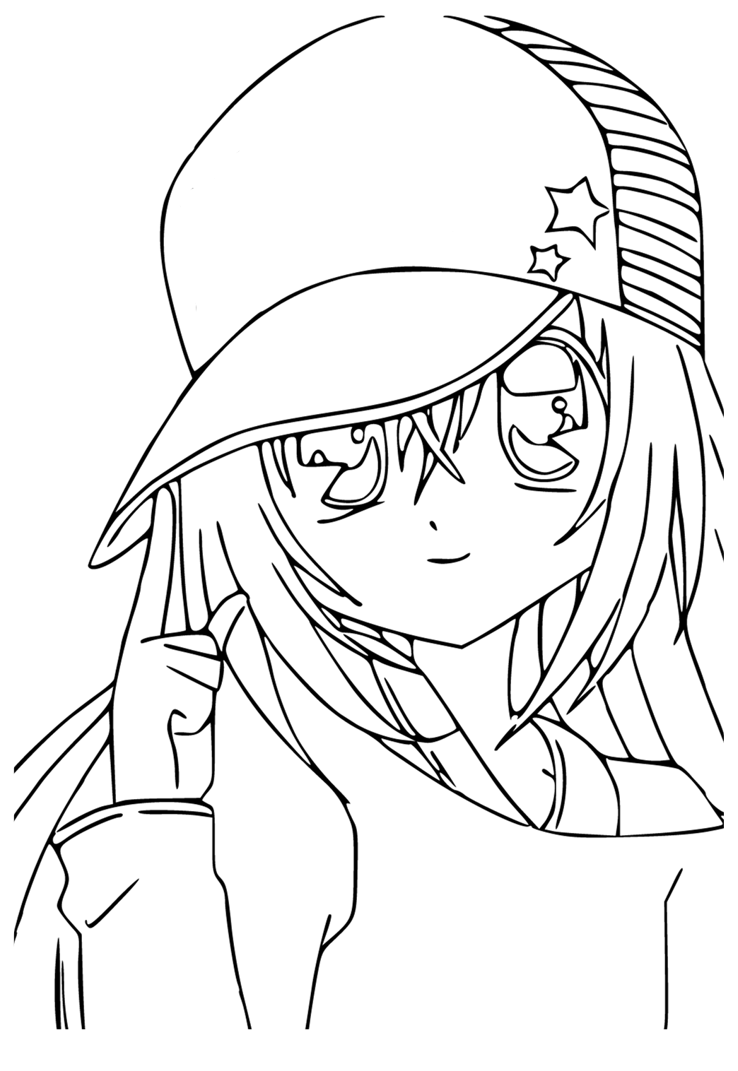 Free Printable Anime Cap Coloring Page for Adults and Kids - Lystok.com