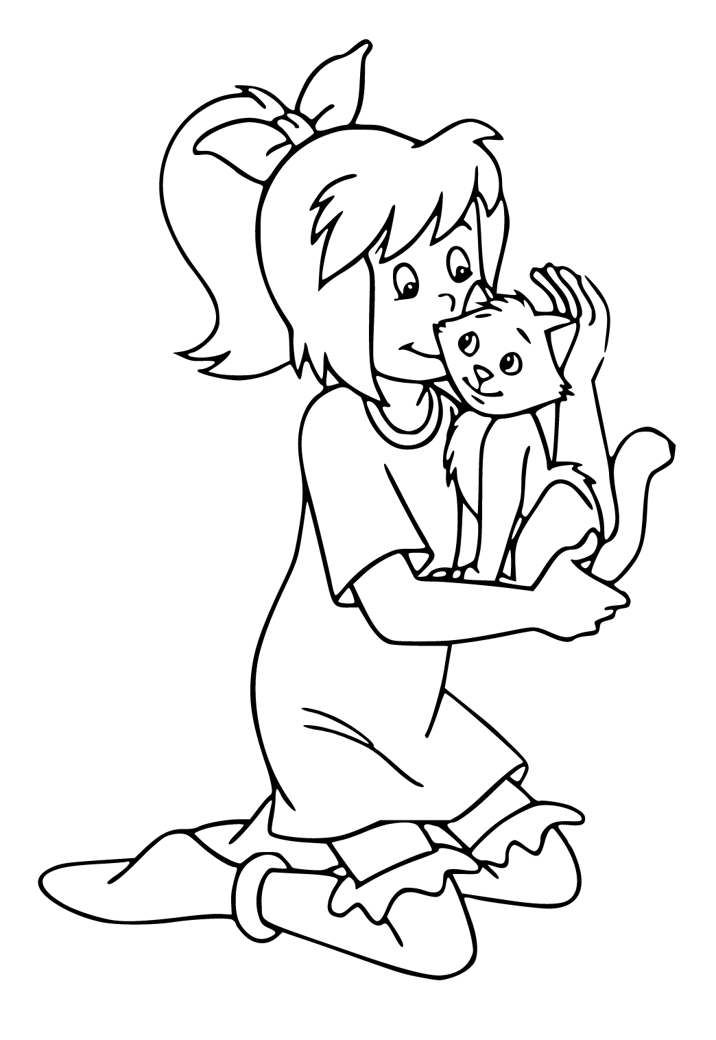 Free Printable Bibi Blocksberg Cat Coloring Page for Adults and