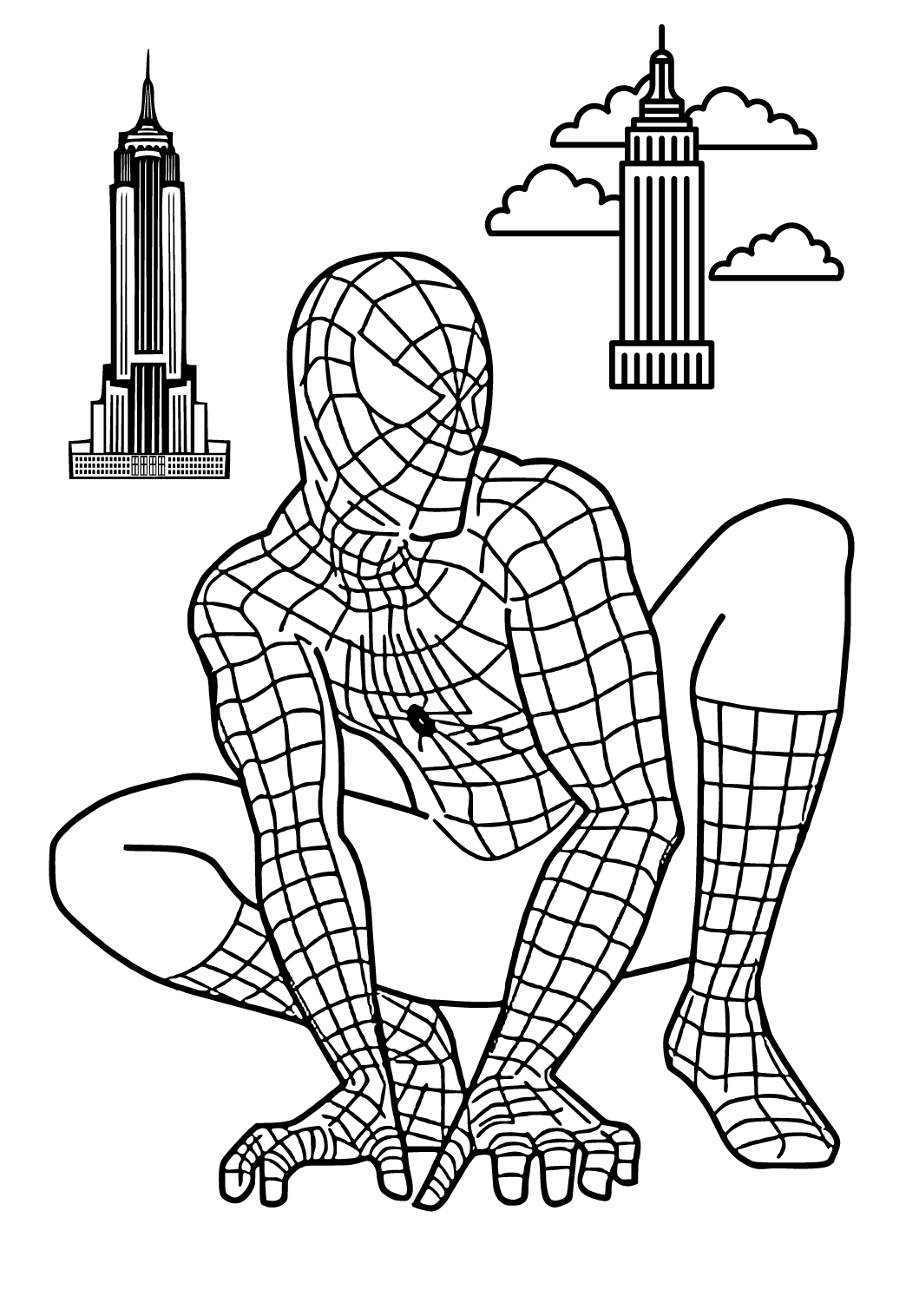 Coloriage Spiderman Ville à Imprimer Gratuit pour Adultes et Enfants 