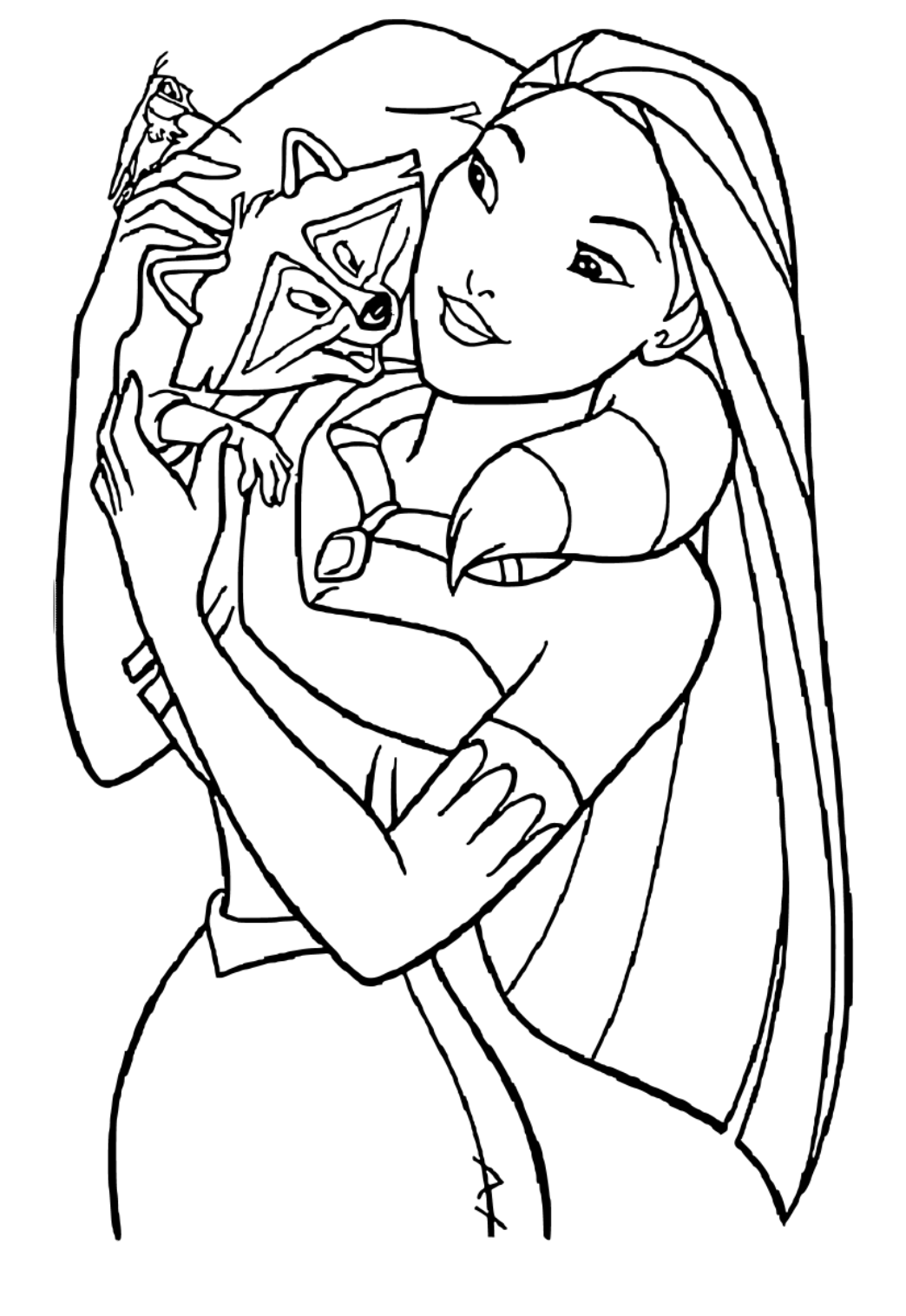 Free Printable Pocahontas Raccoon Coloring Page for Adults and Kids ...